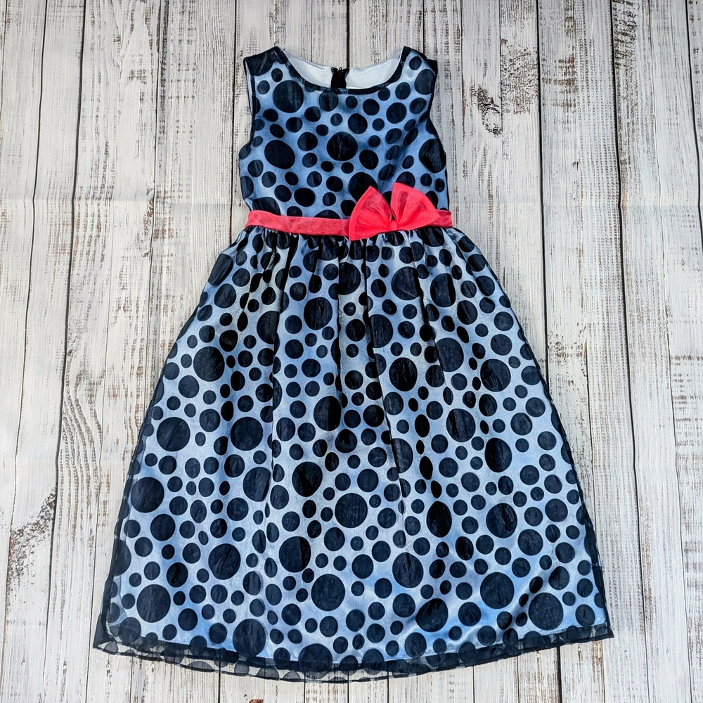 Polka Dot Kids Dress with Pink Bow